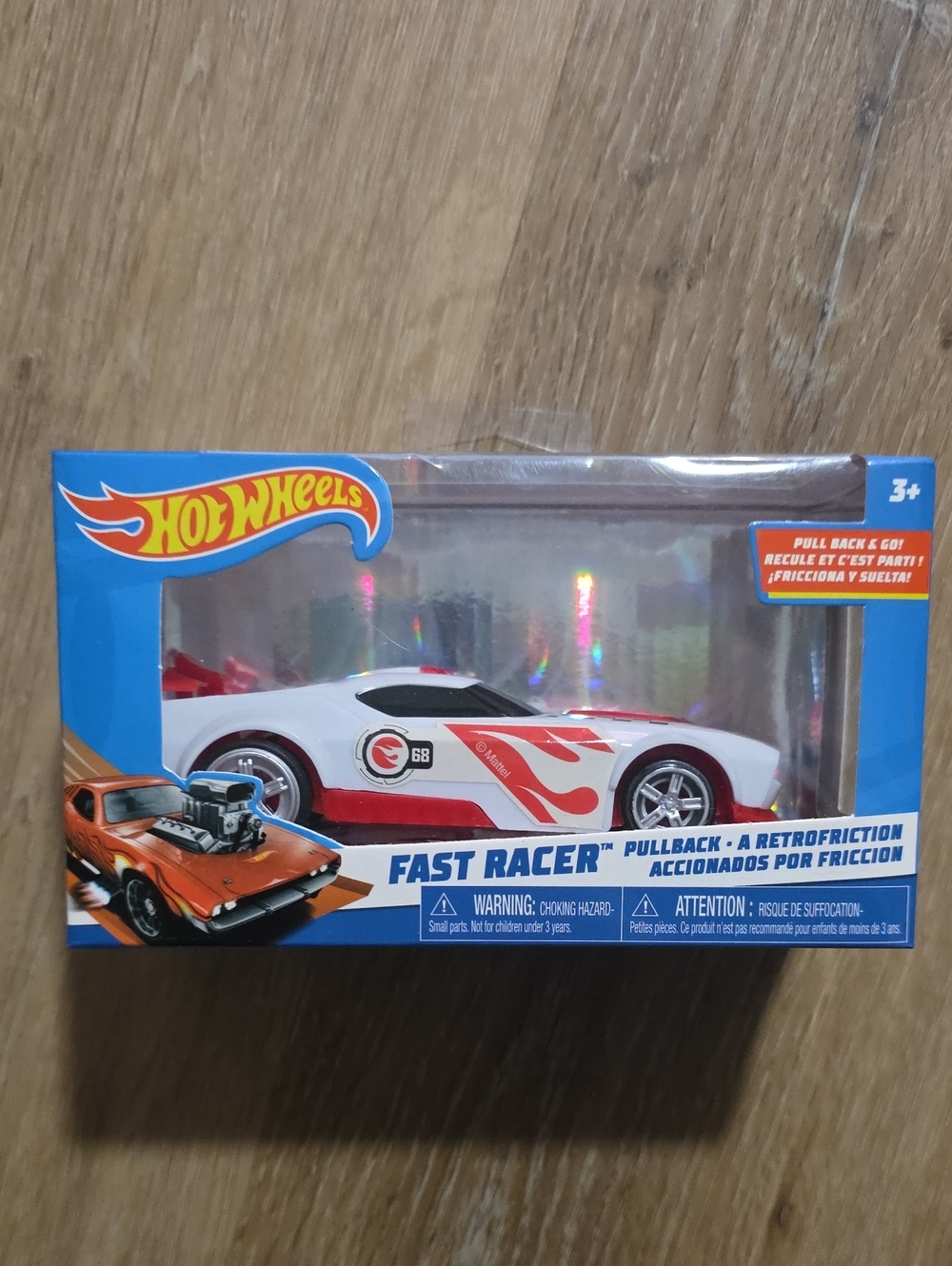 Hot Wheels Fast Racer Pullback Toy Car - White & Red